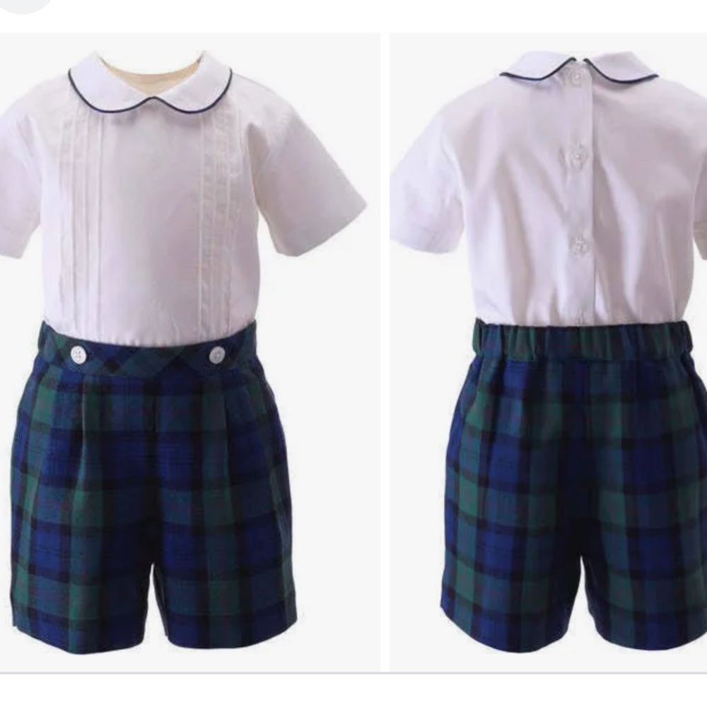 Rachel Riley Tartan Shirt And Shorts Set.